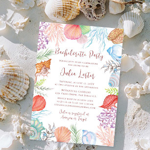 Invitation Simple Beach Seashell Wreath Bachelortie