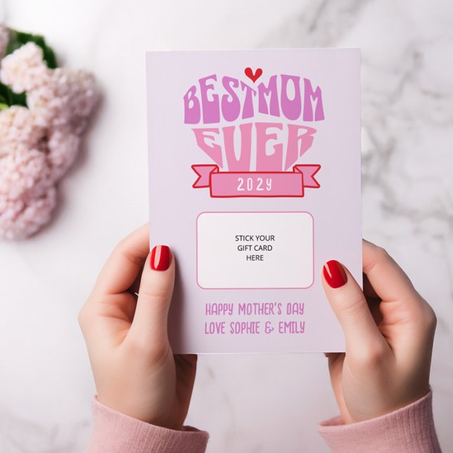 Invitation Simple Best Mom Ever Retro Pastel Gift Card Holder (Best Mom Ever Mother's Day gift card holder)