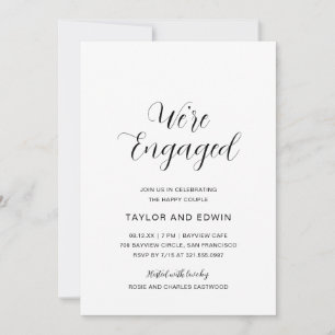 Invitation Simple Black and White Modern Engagement Party