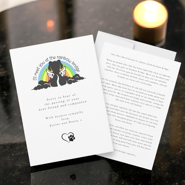 Invitation Simple Black Dog Rainbow Bridge Pet Sympathy Card (Créateur téléchargé)