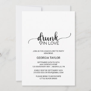 Invitation Simple Black Drunk In Love Bachelorette Party