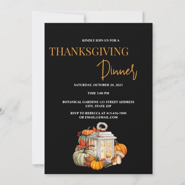 Invitation simple Black Thanksgiving (Devant)