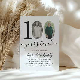 Invitation Simple Black & White 100th Birthday Party Photo