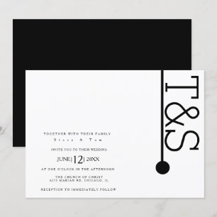Invitation Simple Black White Typographie Line Bold Mariage