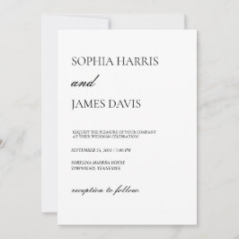 Invitation Simple blanc moderne minimaliste Mariage