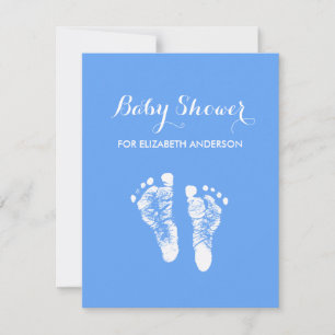 Invitation Simple Blue Nouveau-né Empreintes Baby shower garç
