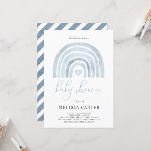 Invitation simple Blue Rainbow Baby shower Party