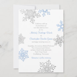 Invitation Simple Blue Silver Snowflake Mariage d'hiver