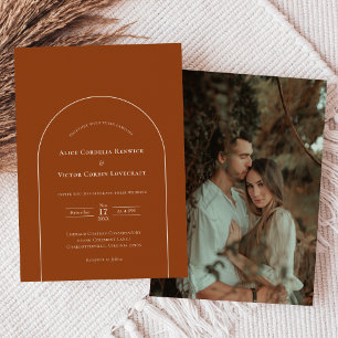 Invitation Simple Boho Arch Terracotta Mariage Photo