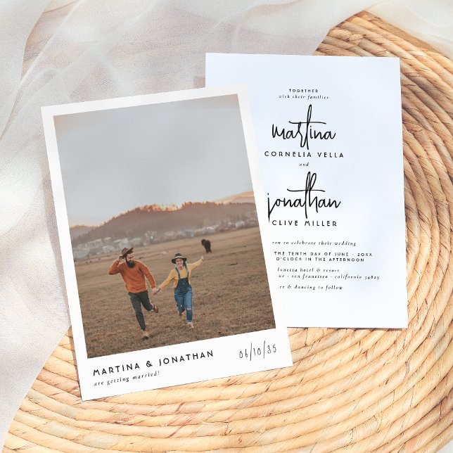 Invitation Simple Boho Black & White Elegant Mariage photo (Créateur téléchargé)