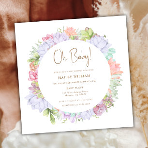 Invitation Simple Boho Cactus Désert Oh Baby shower