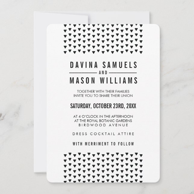 Invitation SIMPLE BOHO MARIAGE triangle moderne motif noir (Devant)