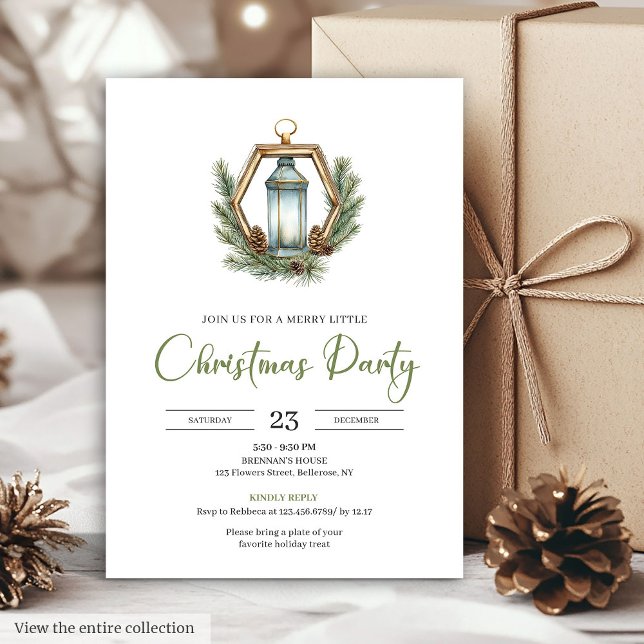 Invitation Simple Boho Neutral Colors Rustic Christmas Dinner (Simple Boho Neutral Colors Rustic Christmas Dinner Card)