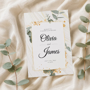 Invitation Simple boho or élégant mariage doré vert