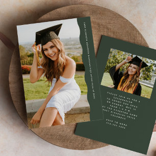 Invitation Simple bord ondulé tendance vert photo de remise d