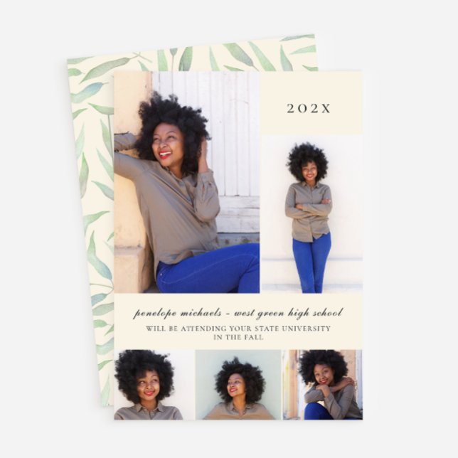 Invitation Simple Botanique Photo Collage Partie de graduatio (Créateur téléchargé)