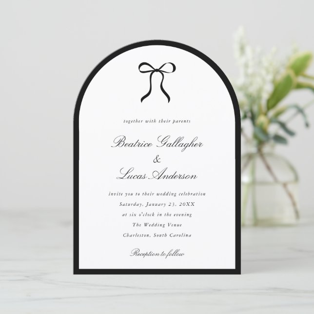 Invitation Simple Bow Classic Wedding (Debout devant)