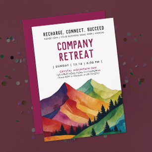 Invitation Simple Burgundy Mountain Retreat Forest Aquarelle