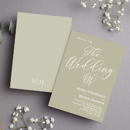 Invitation Simple Calligraphie Script Élégant Sage Vert