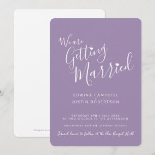 Invitation Simple calligraphie texte violet blanc coeur maria