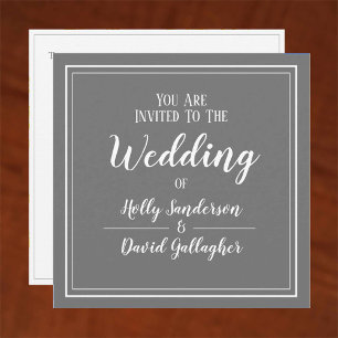 Invitation Simple Carré Mariage Jour Gris & Blanc