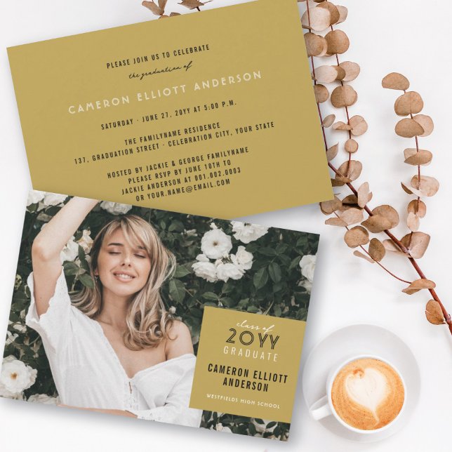 Invitation Simple Carré Minimaliste Photo Graduation Party (Créateur téléchargé)