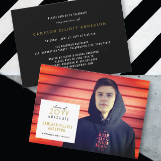 Invitation Simple Carré Minimaliste Photo Graduation Party