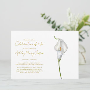 Invitation Simple Célébration de la Vie de Lys Calla Funérail