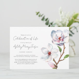 Invitation Simple Célébration de la vie de Magnolia Funéraill