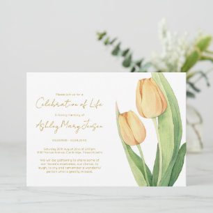 Invitation Simple Célébration de la Vie de Tulipe Funérailles