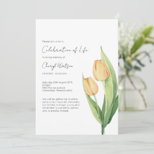 Invitation Simple Célébration de la vie de tulipes Funéraille