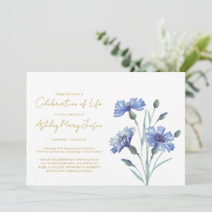 Invitation Simple célébration de vie au bleuet