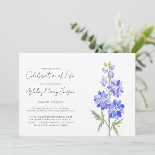 Invitation Simple célébration de vie de Larkspur