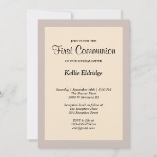 Invitation Simple Champagne Cadre Première communion Invitati