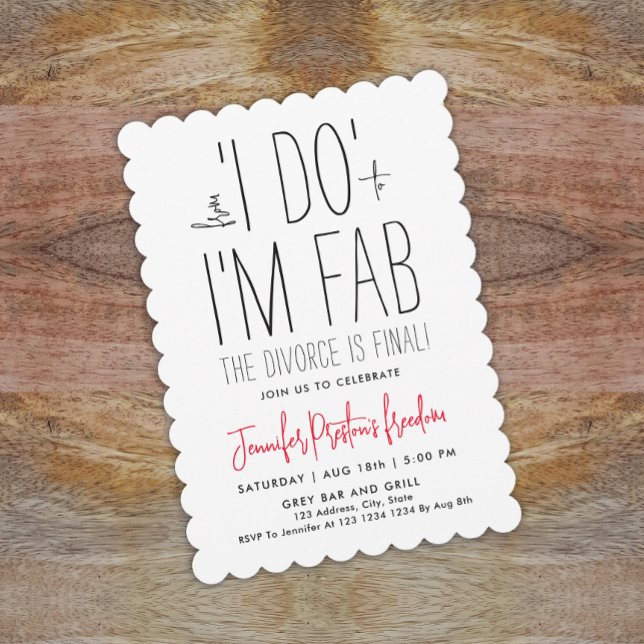 Invitation Simple Chic Black Et Blanc Divorce Party Typo (Créateur téléchargé)