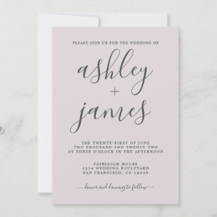 Invitation Simple Chic Calligraphie Pastel Purple Mariage