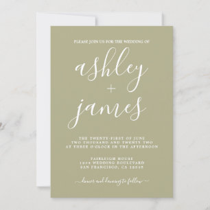 Invitation Simple Chic Calligraphie Sage Green Mariage