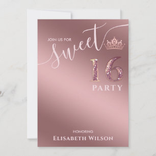Invitation Simple chic Cool rose or tiara doux 16 Invitat