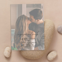 Invitation Simple Chic Faded Photo Engagement Party