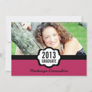 Invitation Simple Chic Graduation, Fuchsia