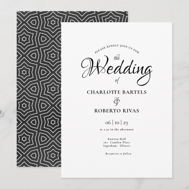 Invitation Simple Chic Mariage Marocain (Devant / Derrière)