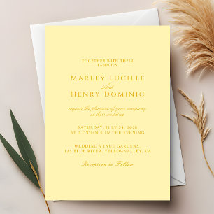 Invitation Simple Chic Moderne Mariage Jaune Beurre