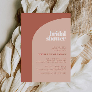 Invitation Simple chic pêche en terre cuite arche douche nupt
