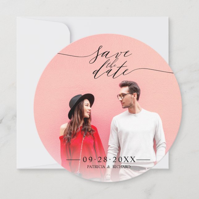 Invitation Simple Chic Script Mariage Enregistrer La Date Pho (Devant)