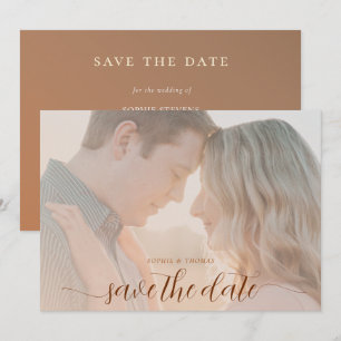 Invitation Simple chic Terracotta photo mariage Enregistrer l