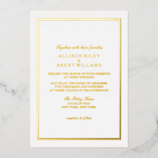 Invitation simple classique Gold Foil