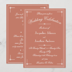 Invitation Simple Classique Mariage Tout En Un Terracotta Bla