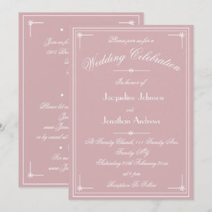 Invitation Simple Classique Rose Poussiéreuse Mariage Tout En