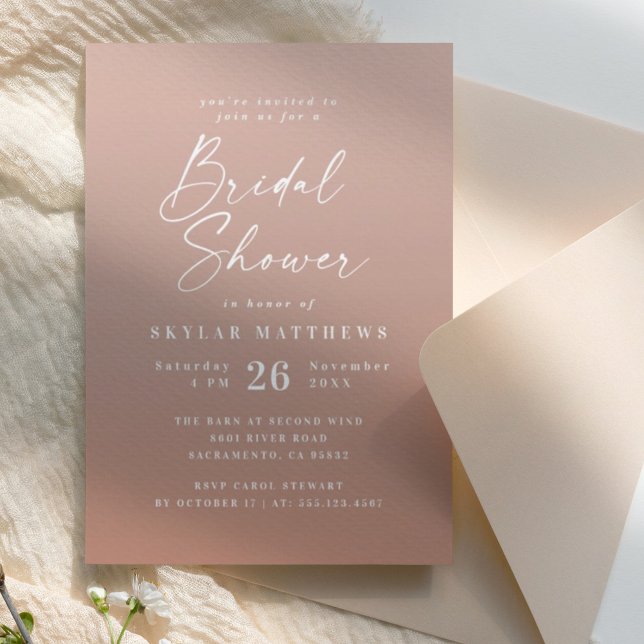 Invitation Simple Clay Terracotta & Blush ombre Bridal Shower (Créateur téléchargé)