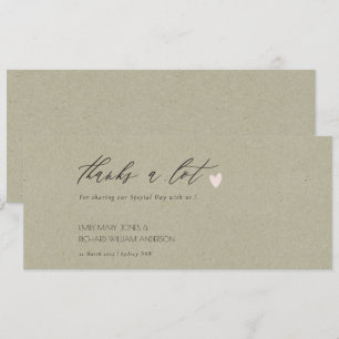 INVITATION SIMPLE COEUR D'OR KRAFT MARIAGE MERCI